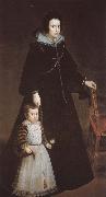 VELAZQUEZ, Diego Rodriguez de Silva y Princess and her son oil on canvas